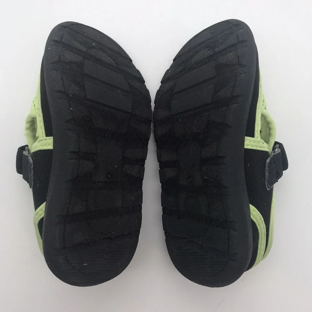 Wonder Nation Girl's size 5-6 Water Shoes Comfort Footbed Neon Green & Black H&L